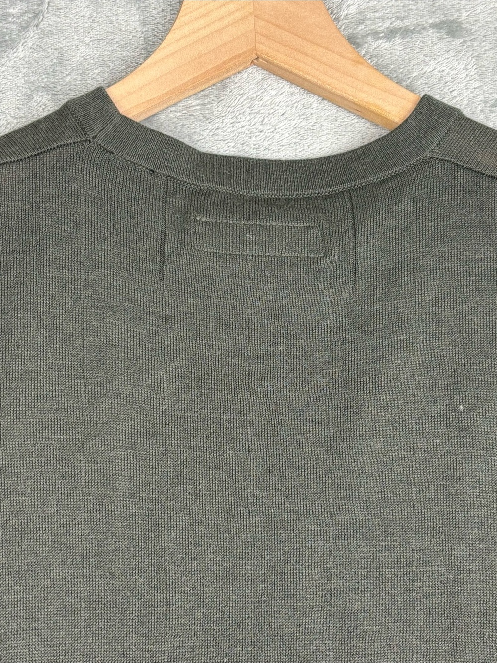 AllSaints Sweater Mens XL Green Nomo Crew Wool Blend Pullover Logo Tight Knit - Picture 16 of 16